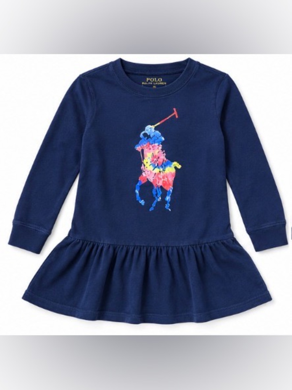 Polo Ralph Lauren Girls Size 6 Navy Big Pony Sweatshirt Dress